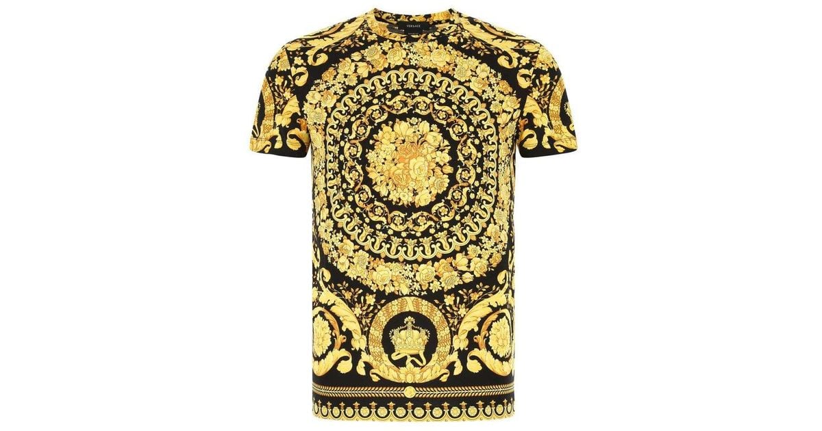 Versace Cotton Allover Baroque Pattern Crewneck T-shirt in Yellow for ...