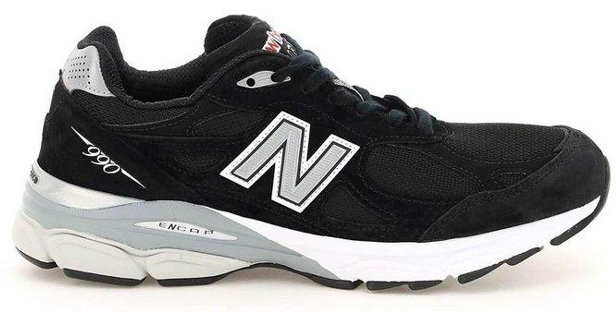 New Balance Leather 990v3 Lace-up Sneakers in Black for Men - Lyst