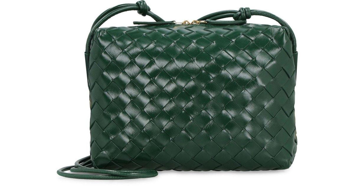 Bottega Veneta Loop Woven Zipped Camera Bag in Green