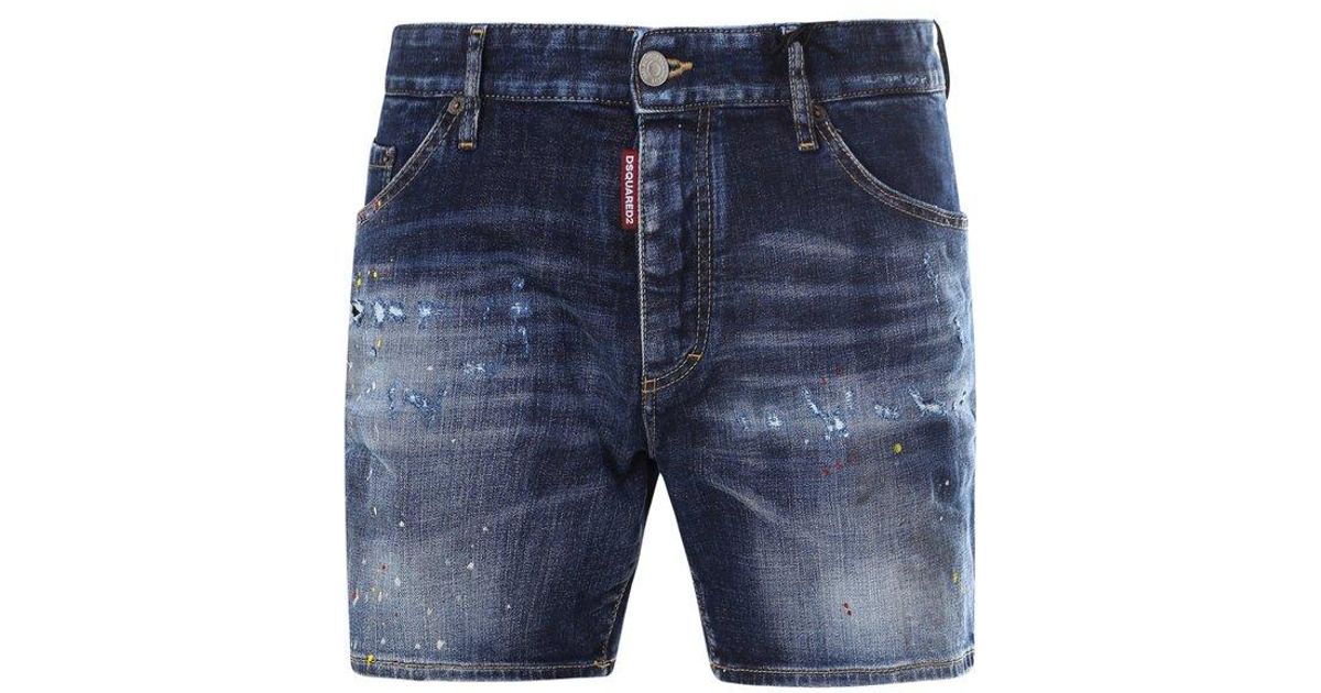 DSquared² Mid Rise Denim Shorts in Blue 