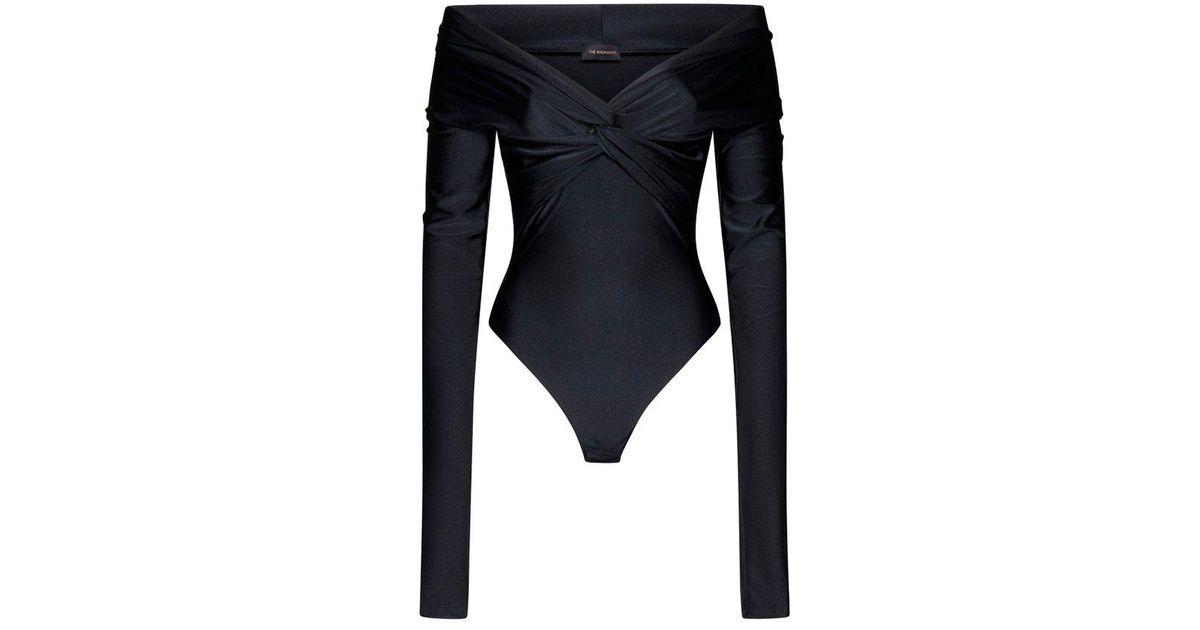 The Andamane Kendall Knot-detailed Off-shoulder Bodysuit in Black | Lyst