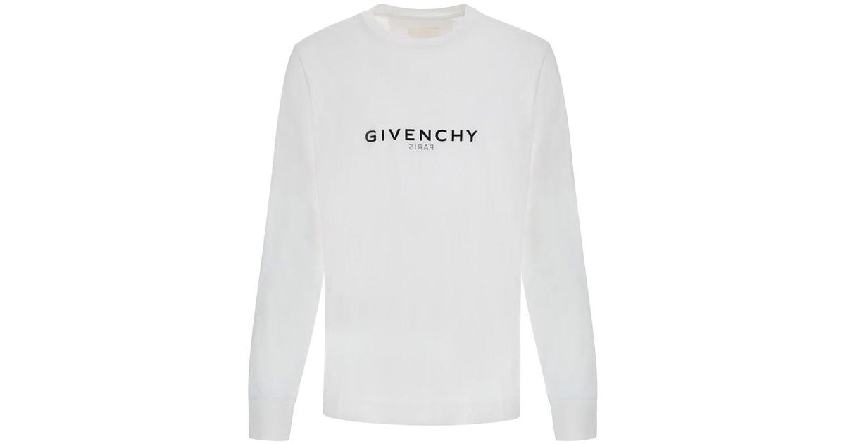 Givenchy Logo Printed Long sleeved T shirt in White for Men Lyst