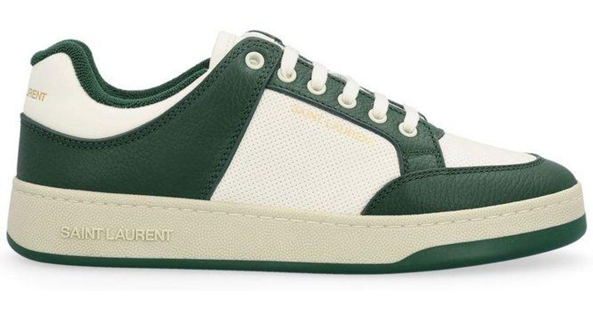 Saint Laurent Leather Sl/61 Round Toe Low-top Sneakers in Green for Men