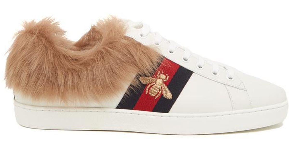 gucci ace sneakers fur