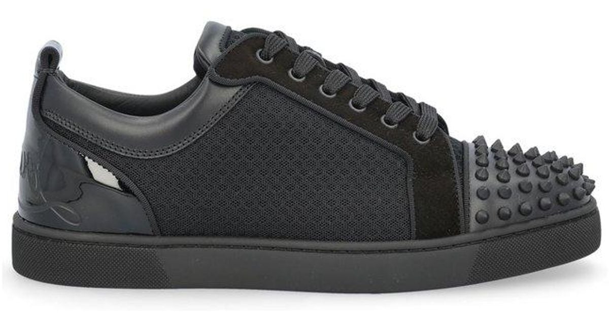 Christian Louboutin Leather Fun Louis Junior Spikes Sneakers in Black