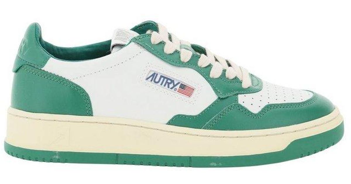 Autry Medalist Lace-up Color Block Sneakers in Green | Lyst
