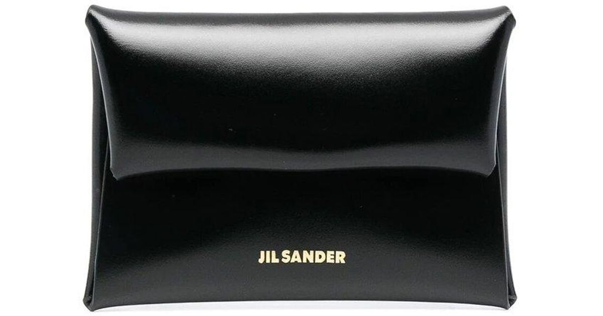 Jil Sander Logo Printed Envelope Card Holder in Black | Lyst
