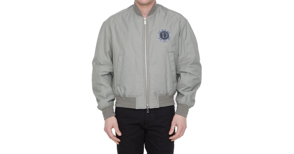 Dior Cotton Blend Bomber Jacket With Dior Patch And Dior Cotton Blend Bomber Jacket With Dior Patch And