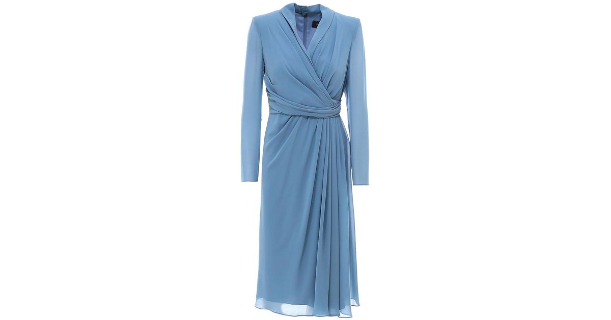 Max Mara Silk Dress in Blue - Lyst