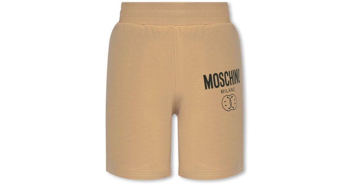 Moschino Logo Printed Bermuda Shorts in Natural for Men | Lyst Australia