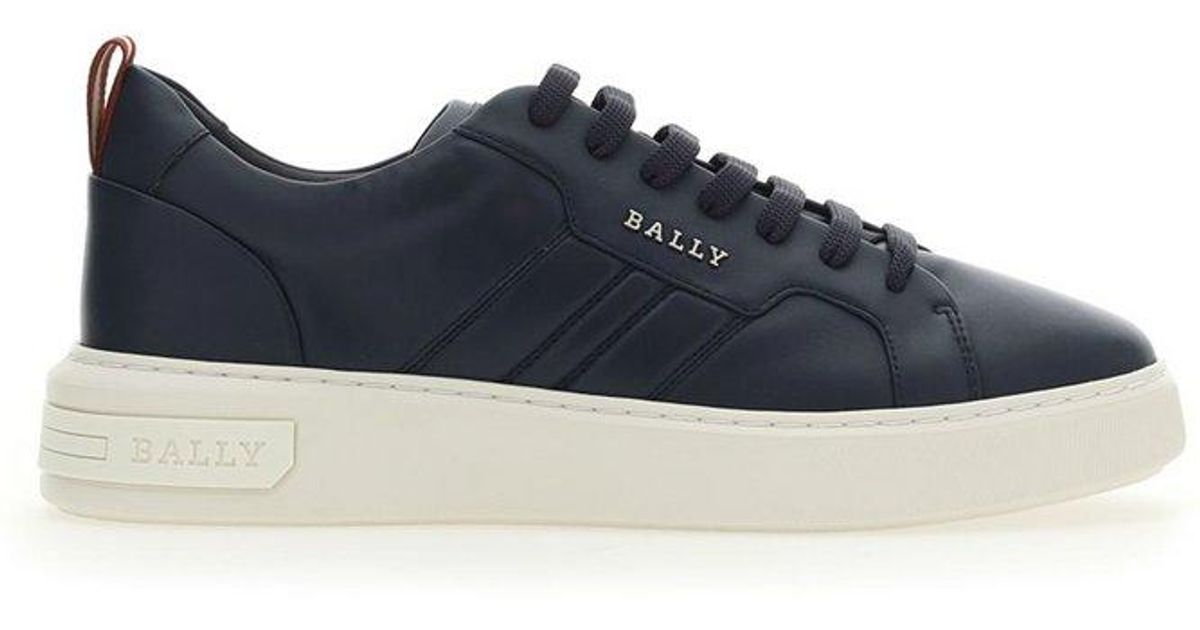 Bally Leather Melys Logo Plaque Lace-up Sneakers in Blue for Men | Lyst UK