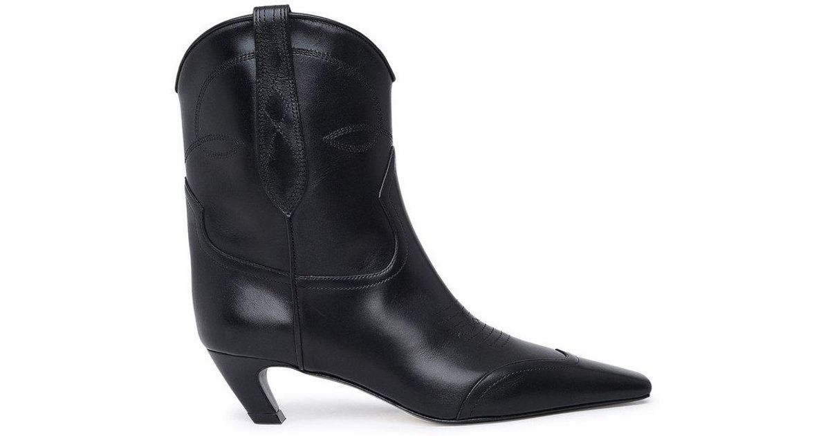 Khaite Leather The Dallas Cowboy Ankle Boots in Black | Lyst
