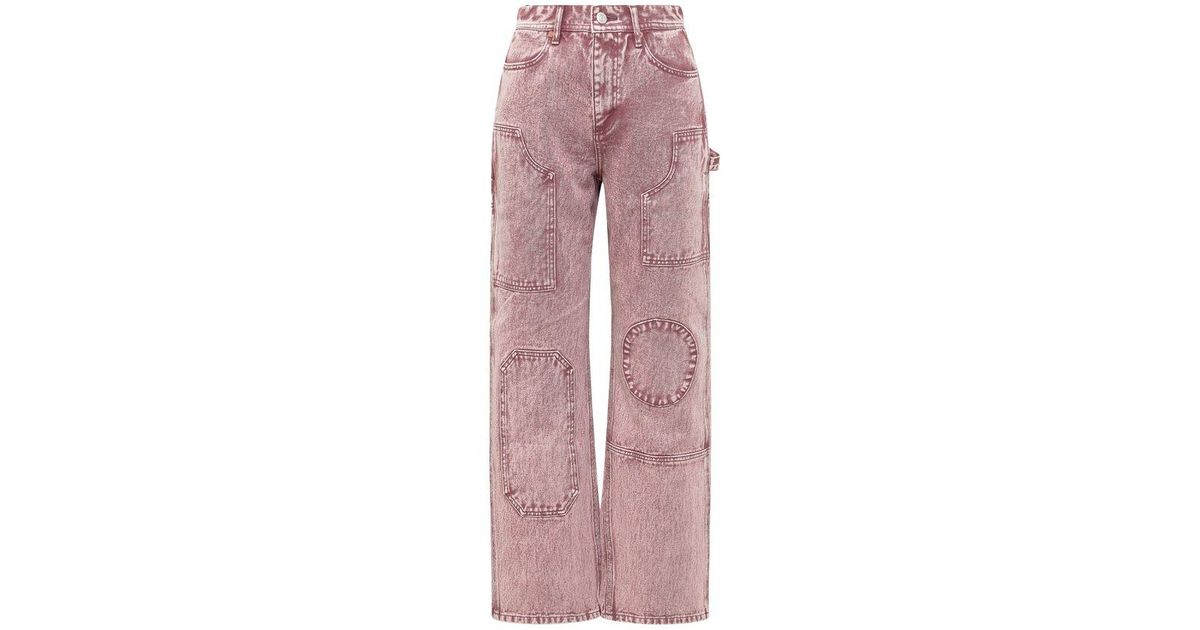 ANDERSSON BELL Logo Patch Overdyed Jeans in Pink | Lyst
