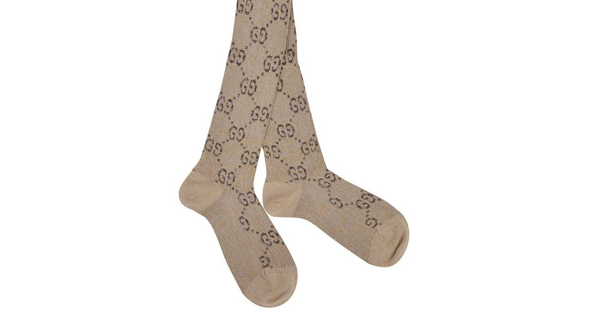 Gucci Cotton Gg Supreme Glitter Socks in Beige (Natural) for Men - Lyst