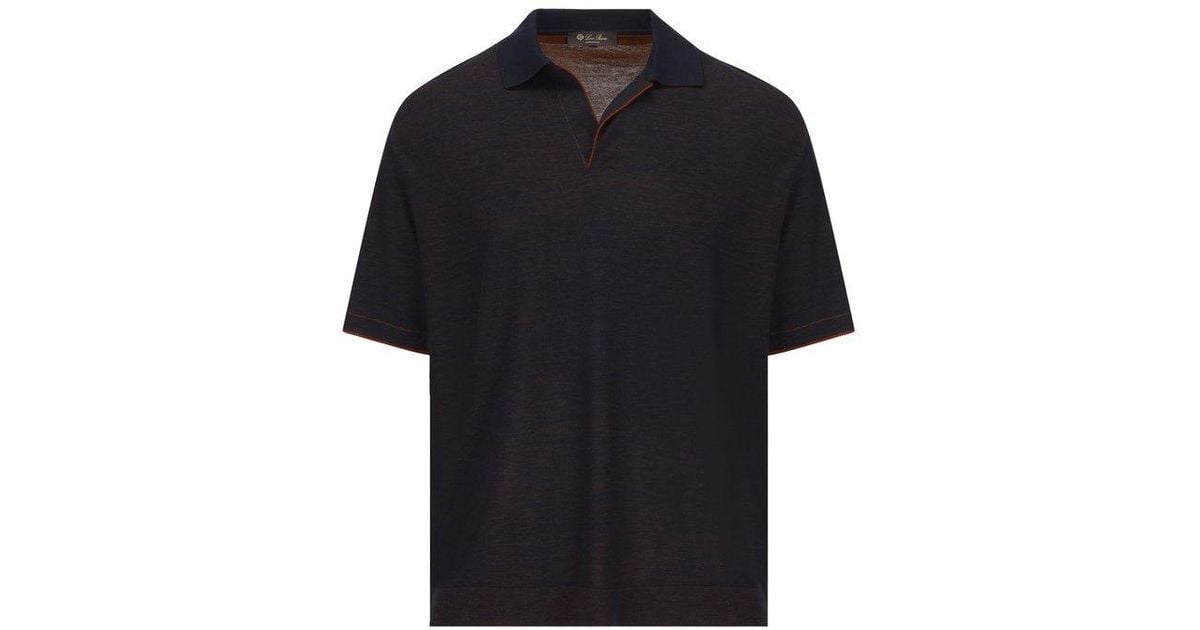 Loro Piana Buttonless Polo Shirt in Black for Men | Lyst