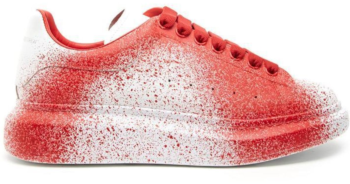 Alexander McQueen Leather Spray Paint Sneakers in Red | Lyst