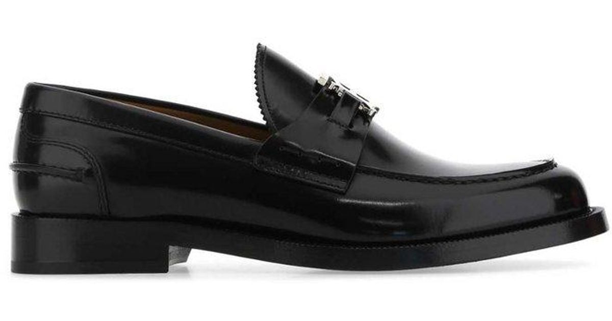 Burberry Leather Tb Plaque Slip-on Loafers in Black for Men | Lyst UK