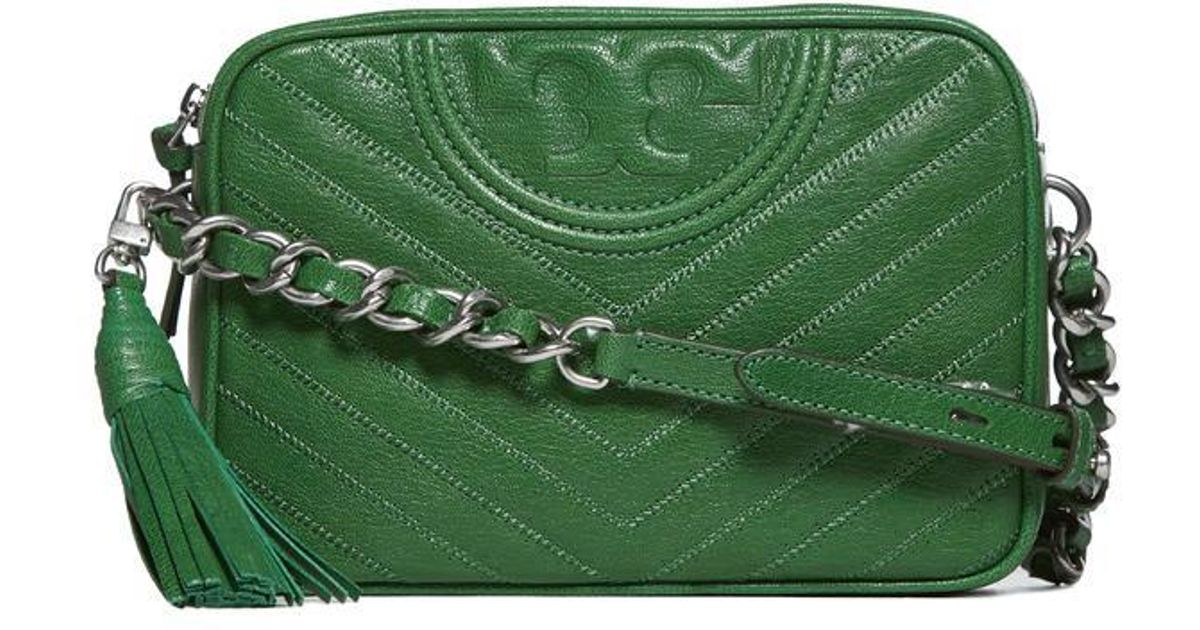 Tory Burch Leather Fleming Chevron Crossbody Bag in Green Lyst