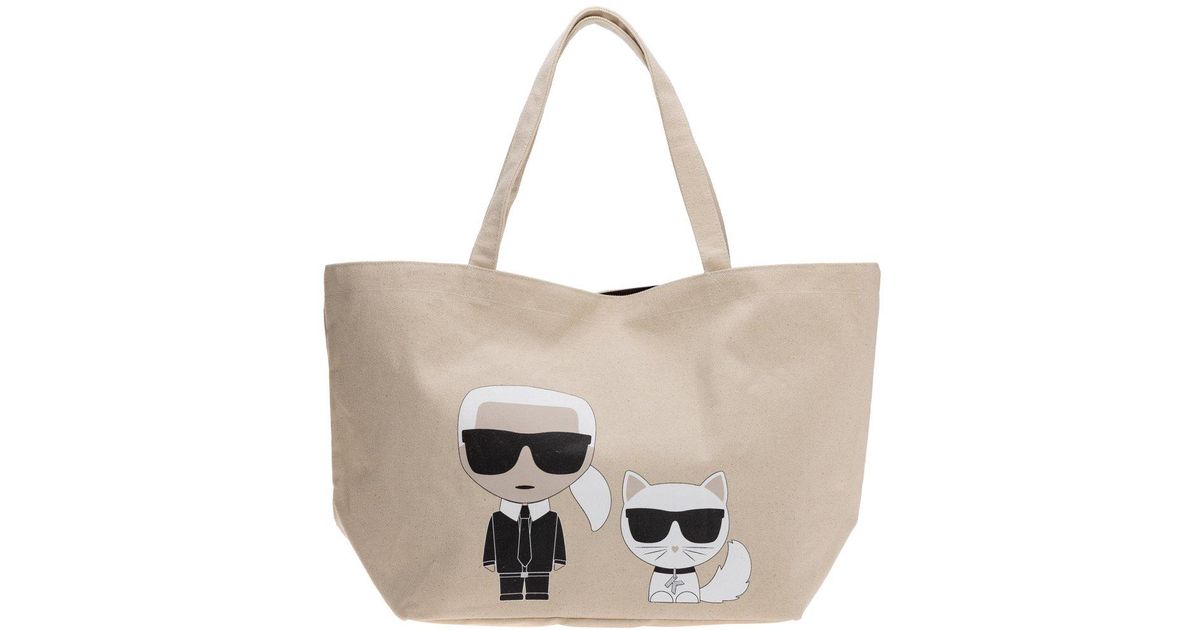 Karl Lagerfeld K/ikonik Karl & Choupette Tote Bag in Natural | Lyst