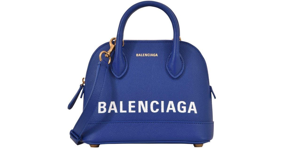 Balenciaga Mini Ville Top Handle Leather Bag in Blue | Lyst