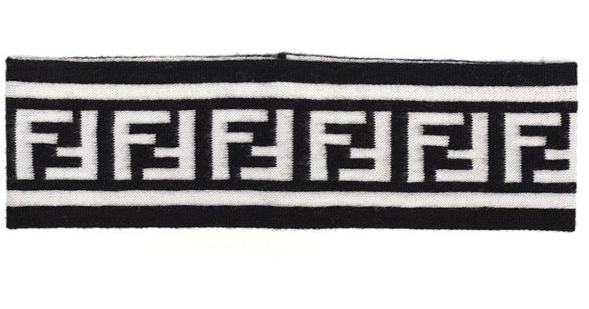 Fendi Wool Ff Logo Headband in Black - Lyst