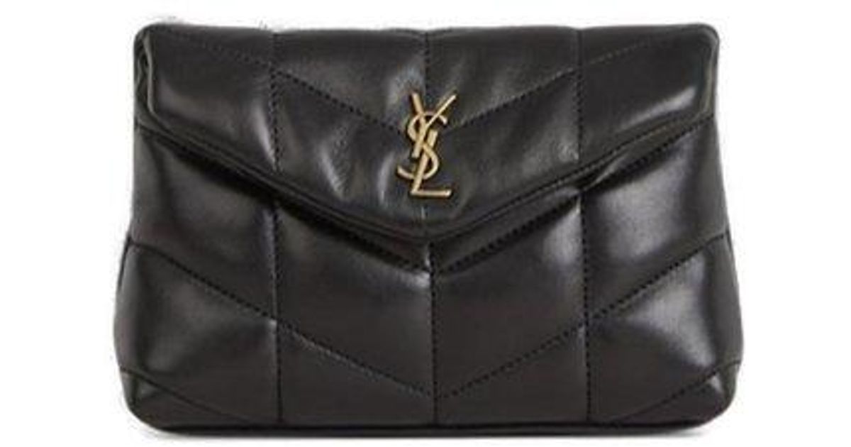 Saint Laurent Puffer Quilted Small Pouch Bag in Black | Lyst