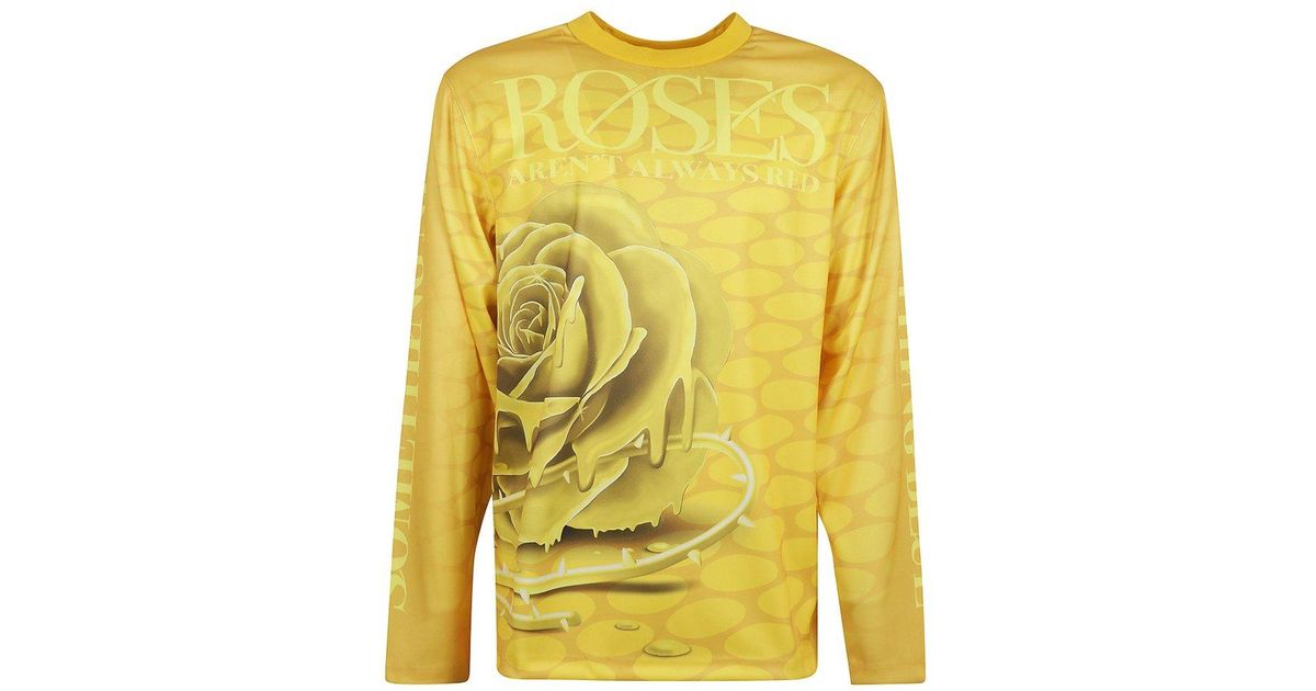 Burberry Rose-Printed Crewneck Jersey T-Shirt in Yellow for