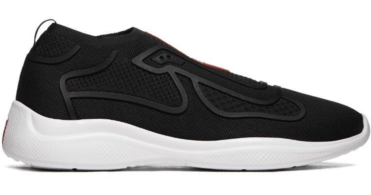 Prada Rubber America's Cup Slip On Sneakers in Black White (Black) for Men - Save 62% - Lyst
