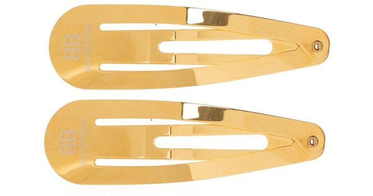 Balenciaga Set Of Two Hair Clips in Metallic Lyst