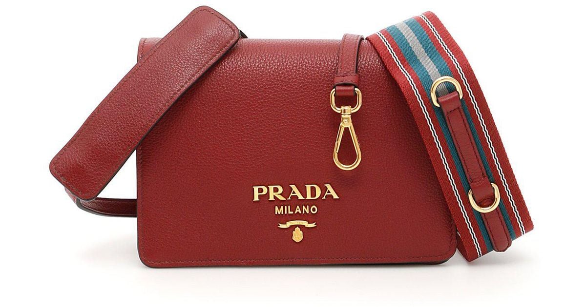 Prada Leather Flap Cover Crossbody Bag 