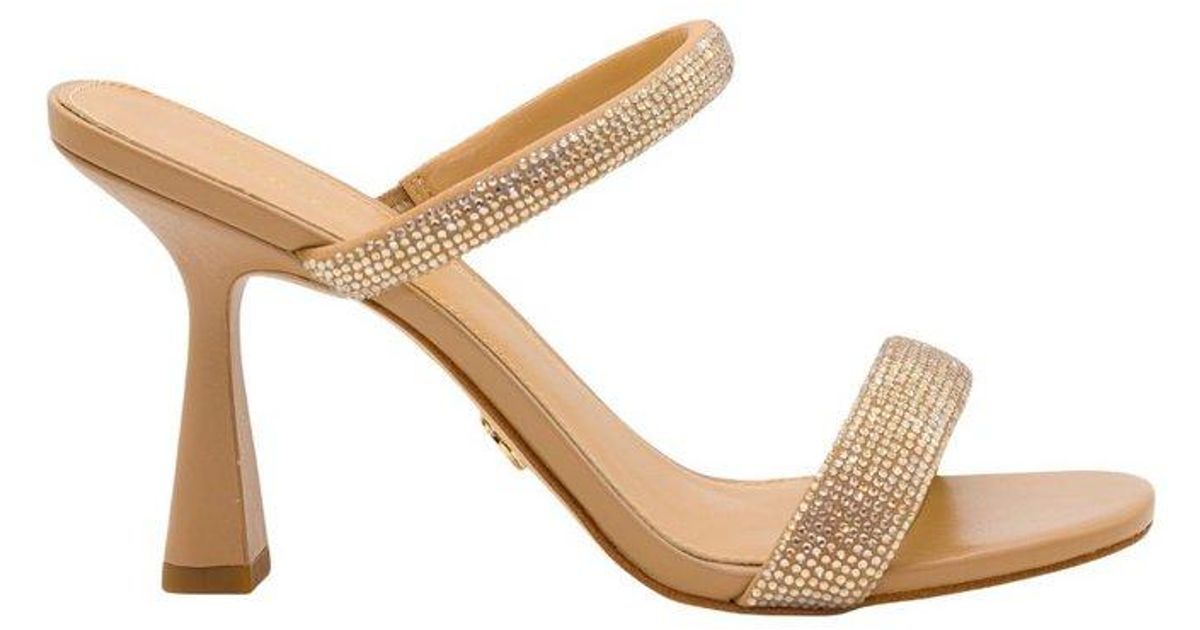 Michael Kors Rubber Clara Logo Detailed Open Toe Sandals in Gold ...