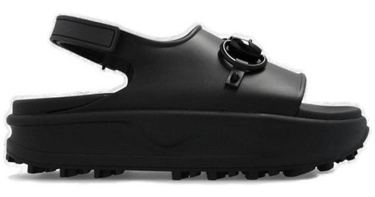 Gucci Horsebit Touch Strapped Platform Sandals in Black Lyst