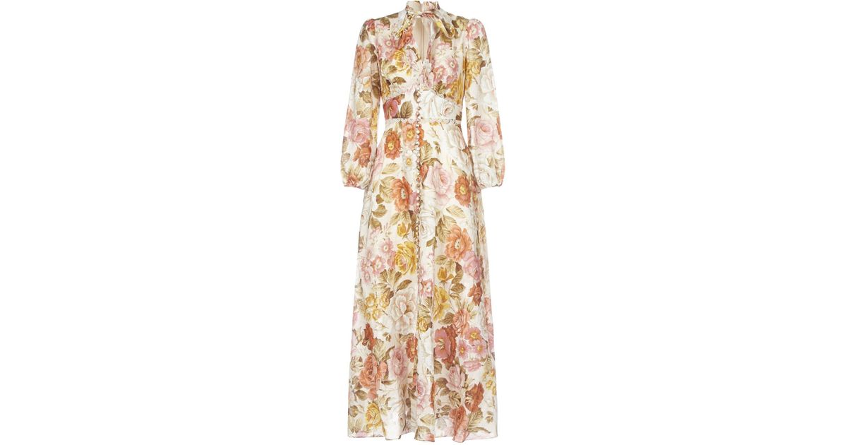 Zimmermann Bonita Long-sleeve Floral Linen Dress | Lyst Canada