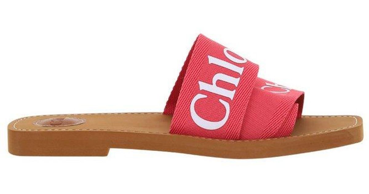 Chloé Cotton Woody Flat Mule Sandals in Pink | Lyst Canada