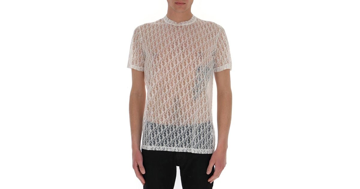 Dior Oblique Sheer T-shirt in White for Men | Lyst