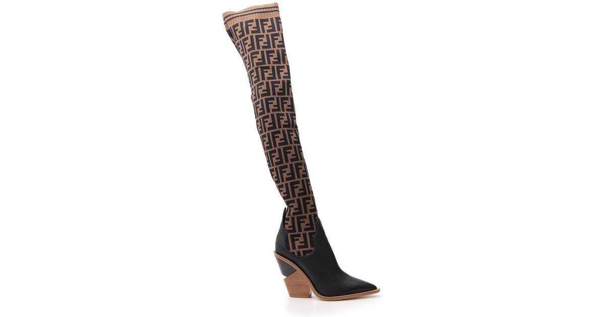 fendi knee high sock boots