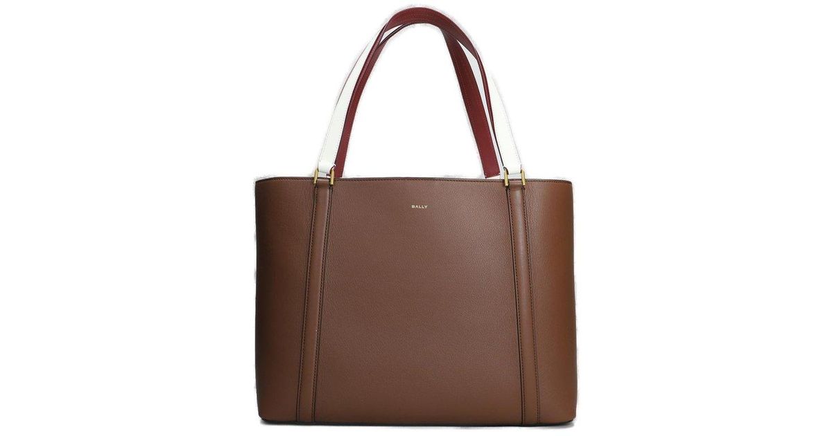 Bally Logo Printed Large Tote Bag in Brown | Lyst