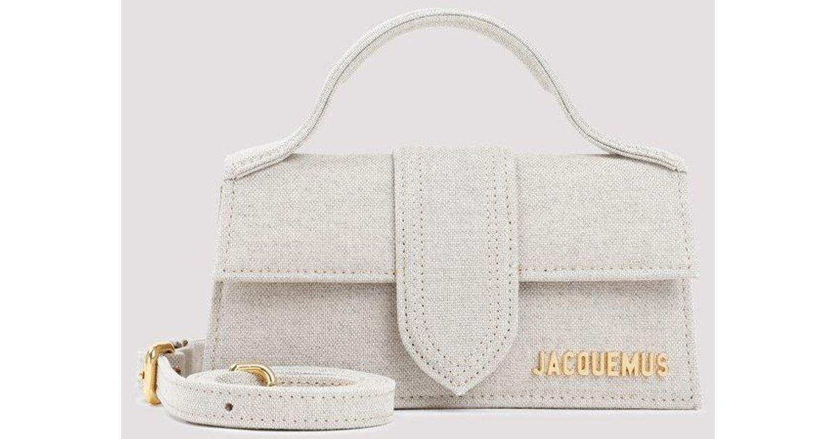 Jacquemus Linen Le Bambino Mini Flap Bag in Beige (White) | Lyst