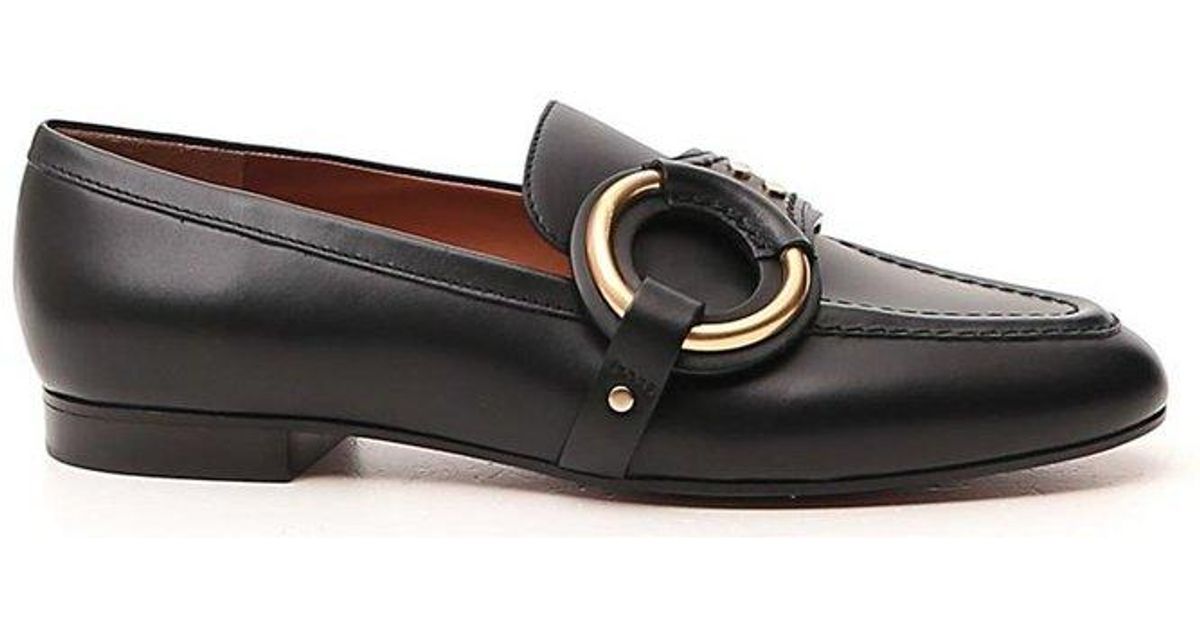 Chloé Leather Demi Slip-on Loafers in Black | Lyst UK