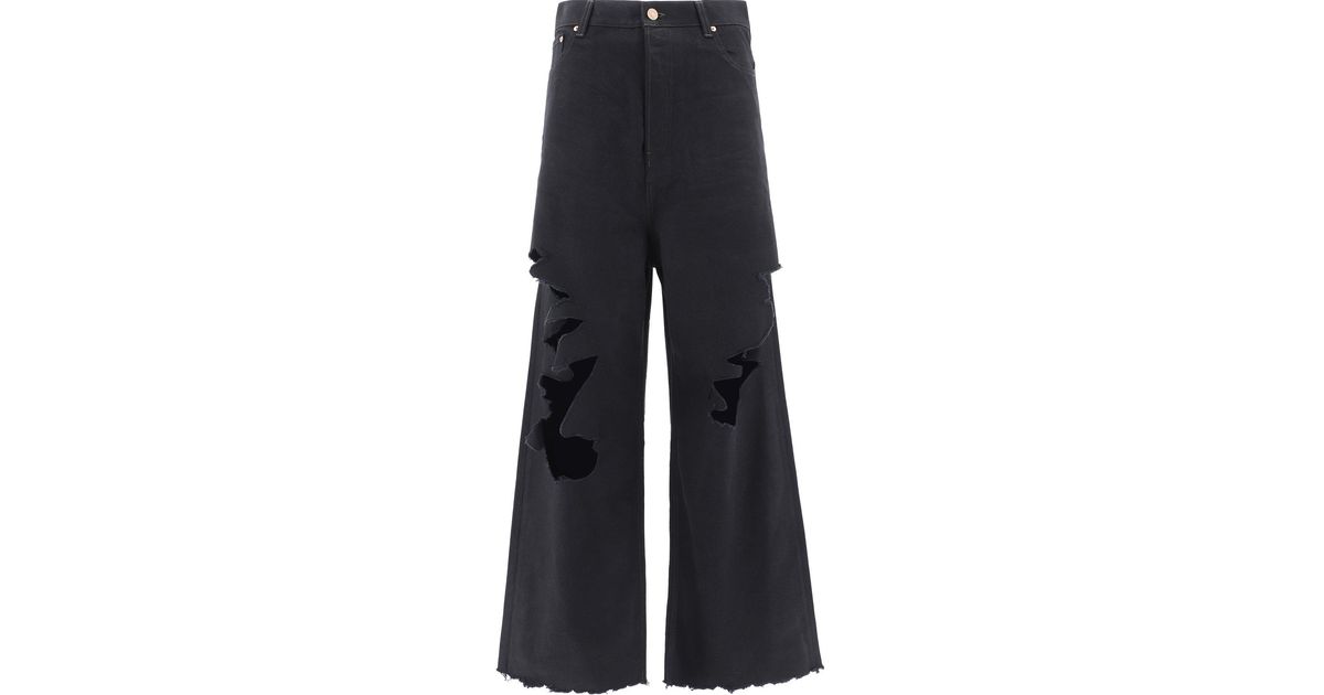 Balenciaga Denim Destroyed Oversized Baggy Jeans in Black for Men - Lyst