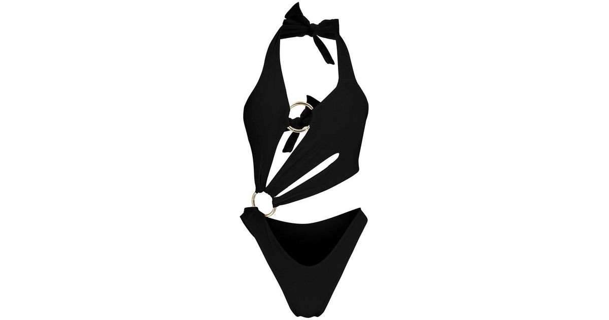 Louisa Ballou Sex Wax Cut Out Detailed One Piece Swimsuit in Black