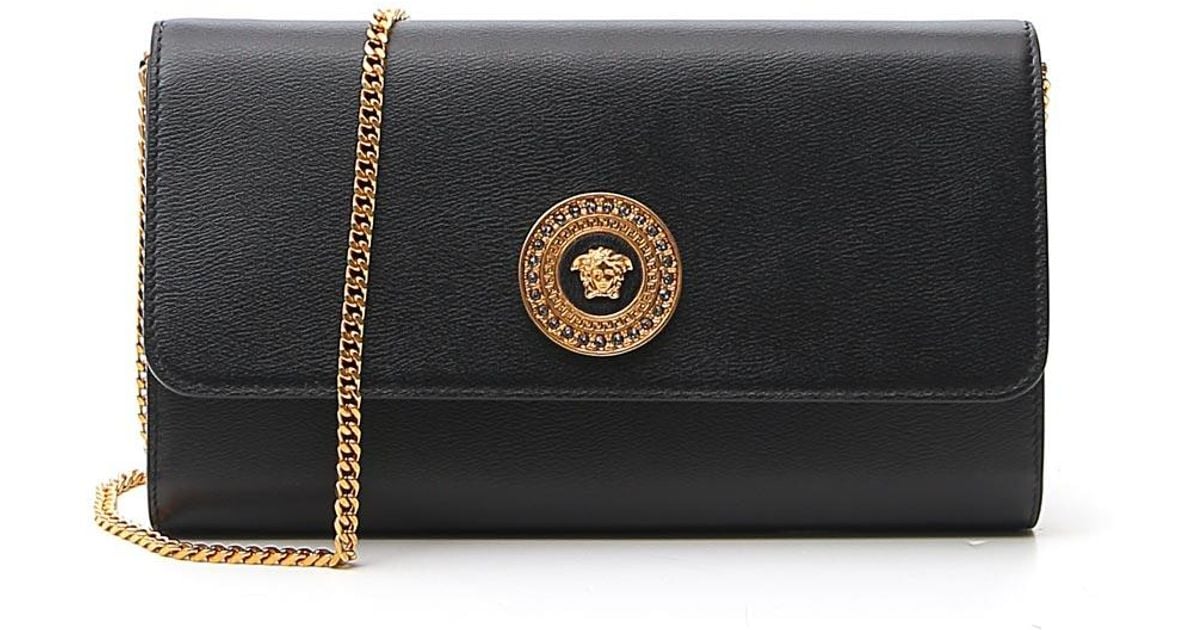 Versace Leather Embellished Medusa Clutch Bag in Black Lyst