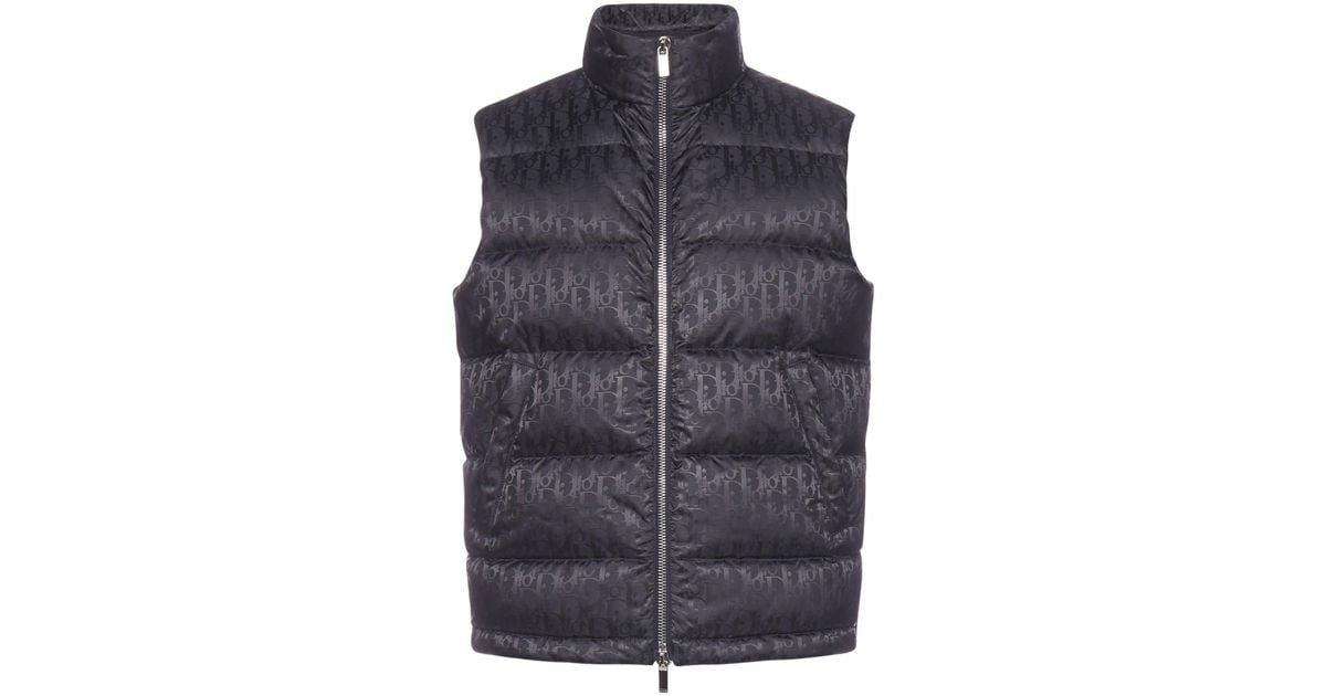 Dior Oblique Sleeveless Down Jacket in Blue for Men Lyst