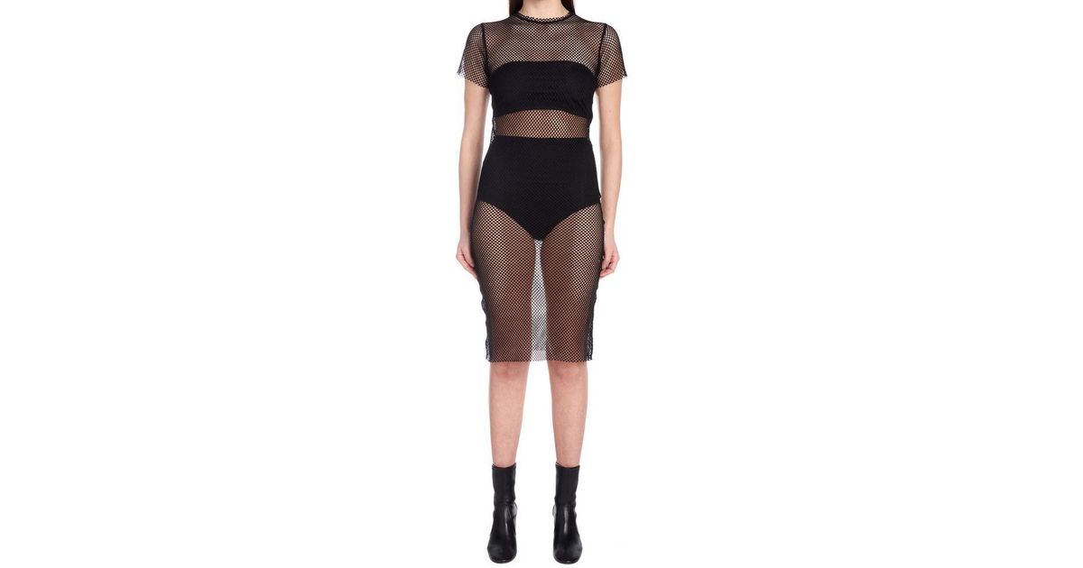 Nude Cotton Netting Bodycon Dress in Black Lyst
