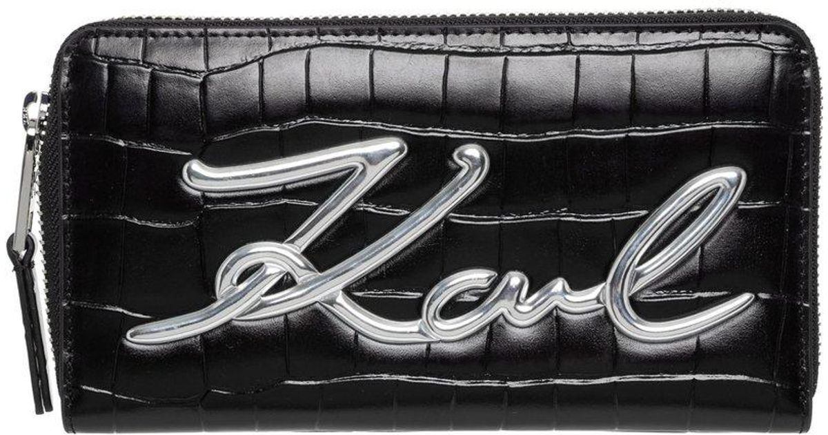Karl Lagerfeld K/signature Leather Wallet in Black Lyst