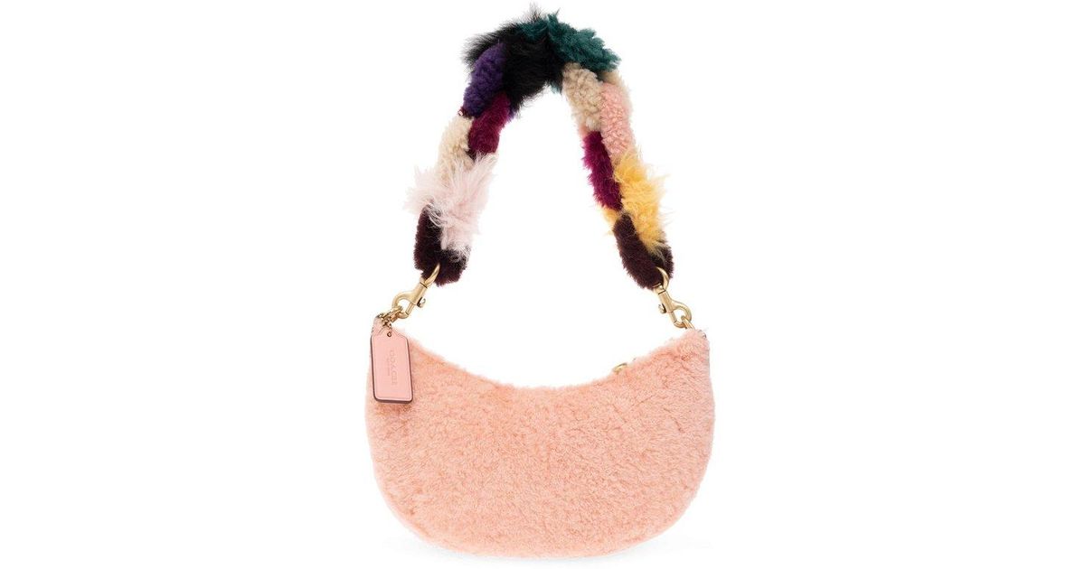 COACH Faux Fur Shoulder Bag in Pink Lyst