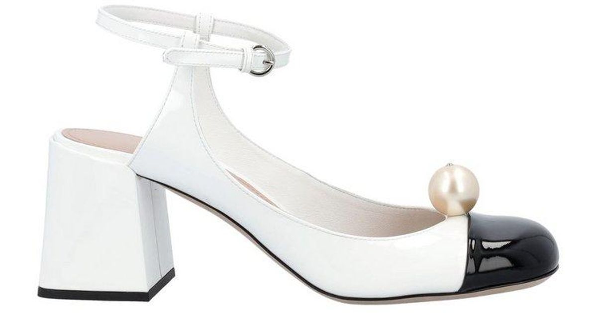 Miu Leather Panelled Pumps in White | Canada