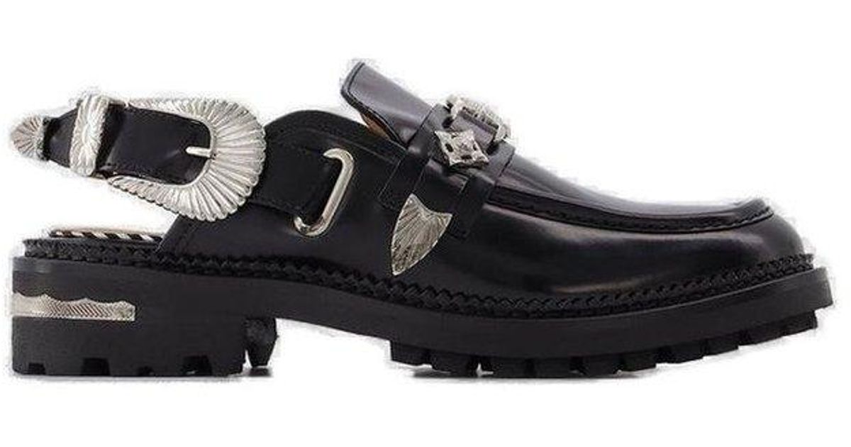 Toga Roundtoe Slingback Mule Loafers in Black Lyst