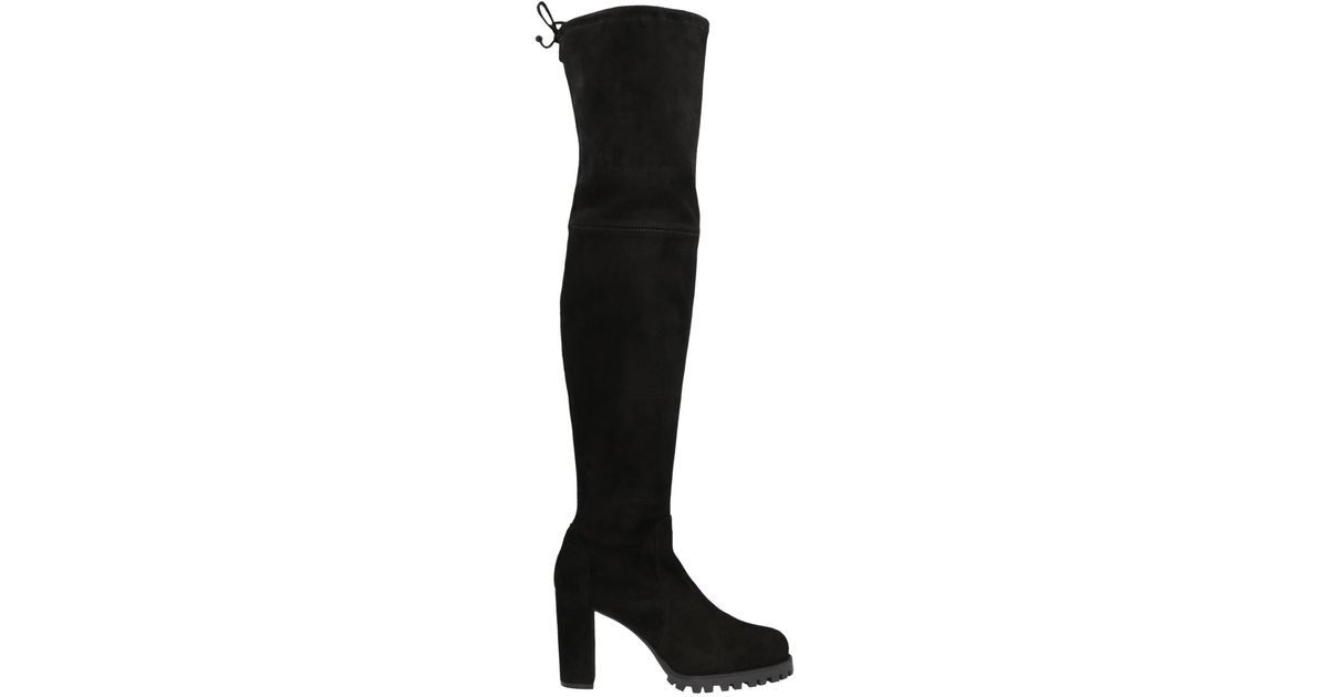 Stuart Weitzman Zoella Lug-sole Over-the-knee Suede Boots in Black | Lyst Canada