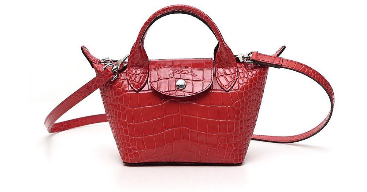 Longchamp Le Pliage Cuir Xs Top Handle Bag in Red